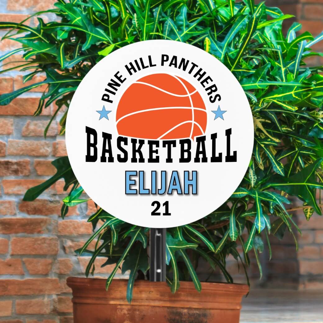 School Spirit Wooden Yard Sign - Basketball