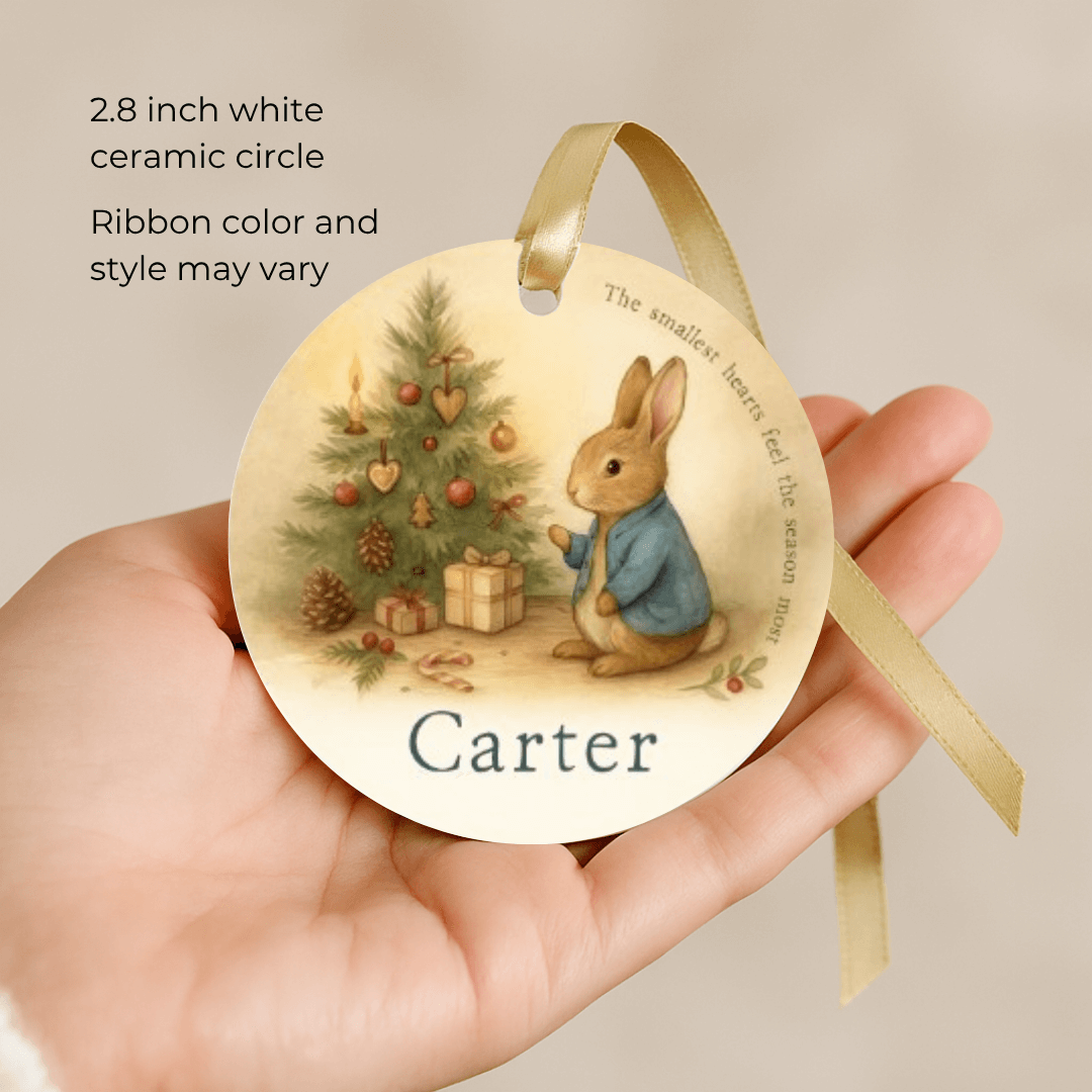 Christmas ornament with a cute bunny and tree