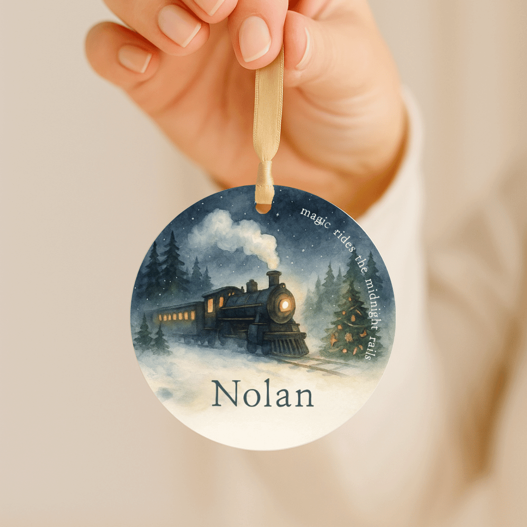 Personalized Christmas ornament with a train