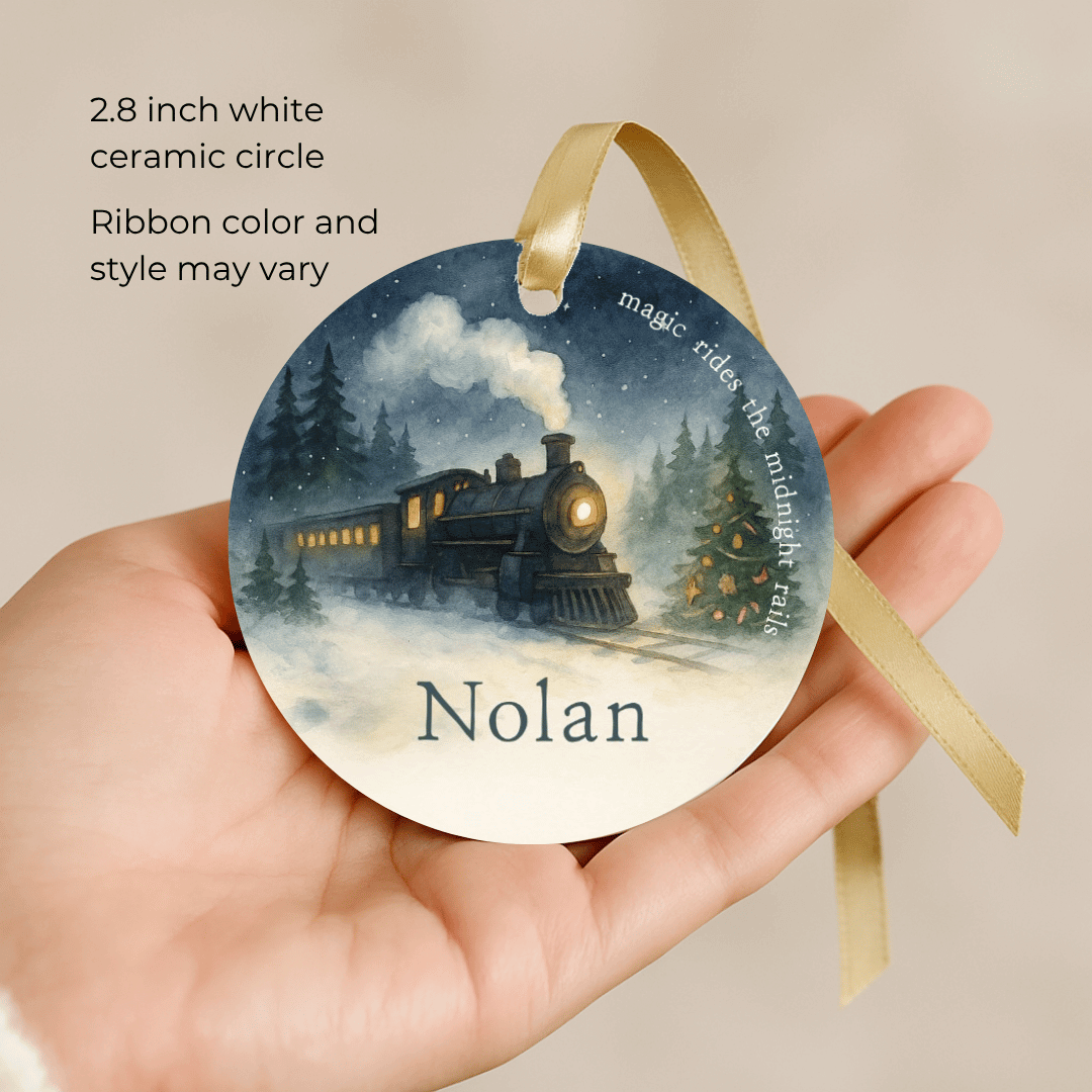 Personalized Christmas ornament with a train