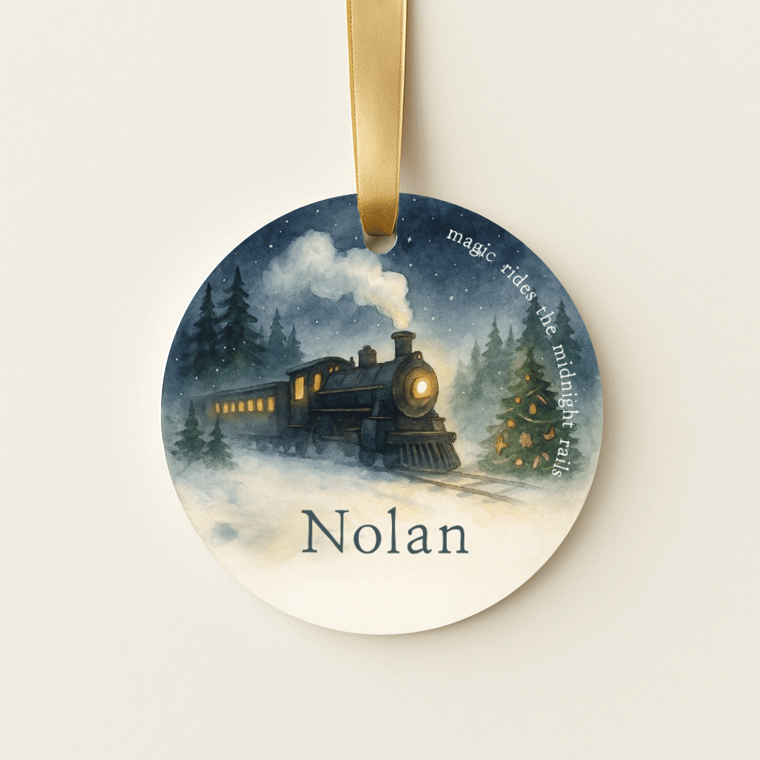 Personalized Christmas ornament with a train