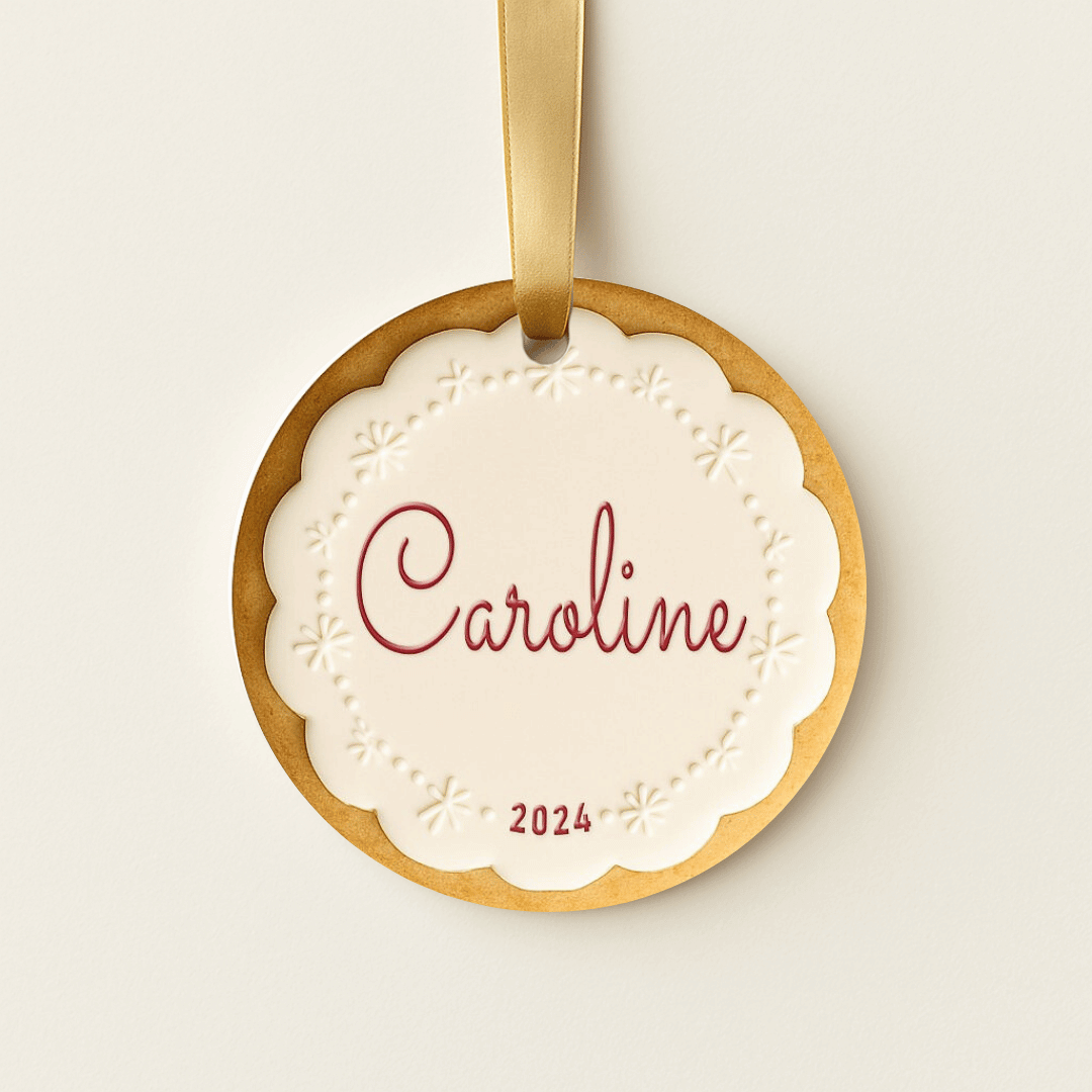 Personalized round sugar cookie Christmas ornament