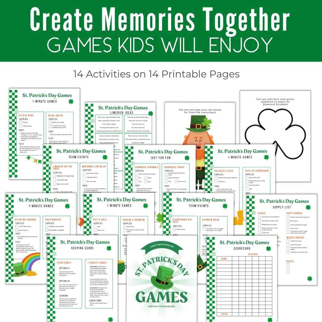 Printable St Patrick's Day Games for Kids by Birchmark Designs