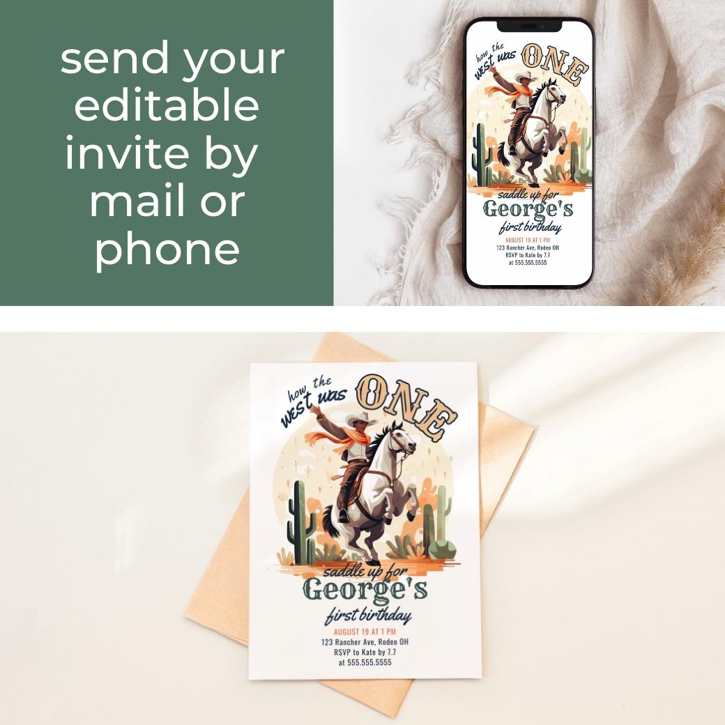 How the West was One Birthday Invite by Birchmark Designs
