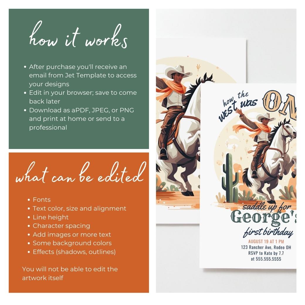 How the West was One Birthday Invite by Birchmark Designs