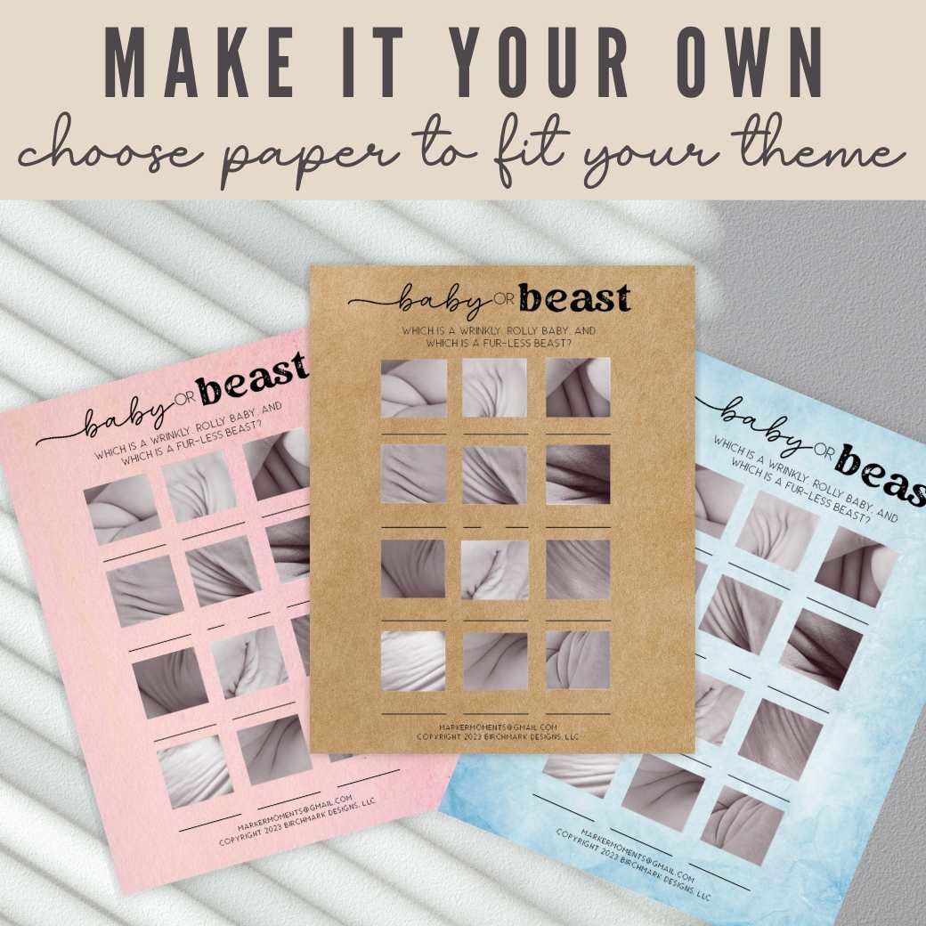Printable Baby or Beast Shower Game by Birchmark Designs