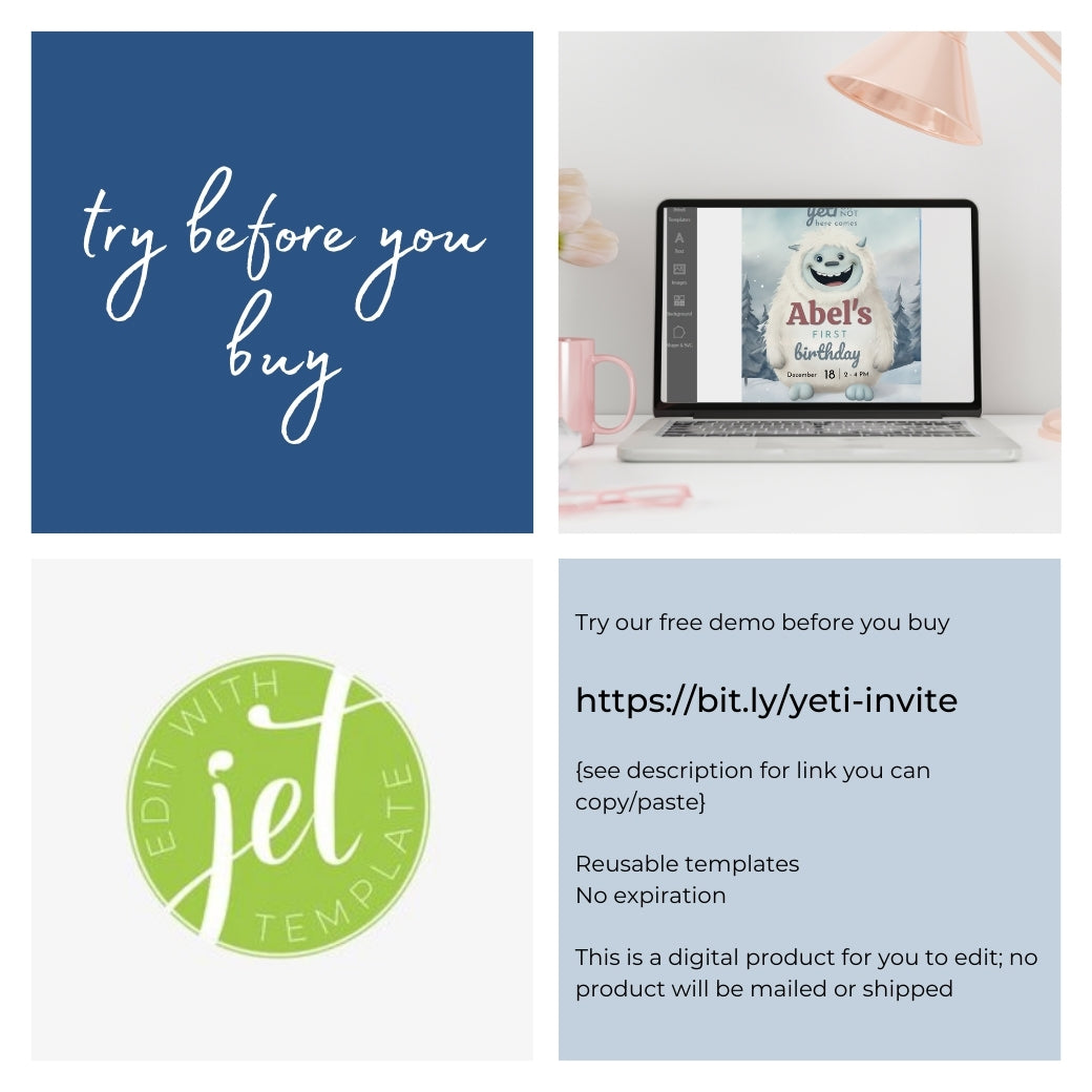 Yeti to Party First Birthday Invite by Birchmark Designs