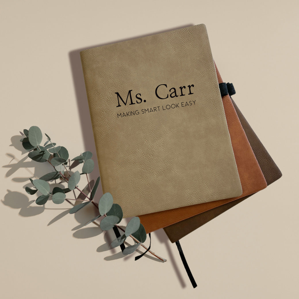 personalized teacher journal in beige