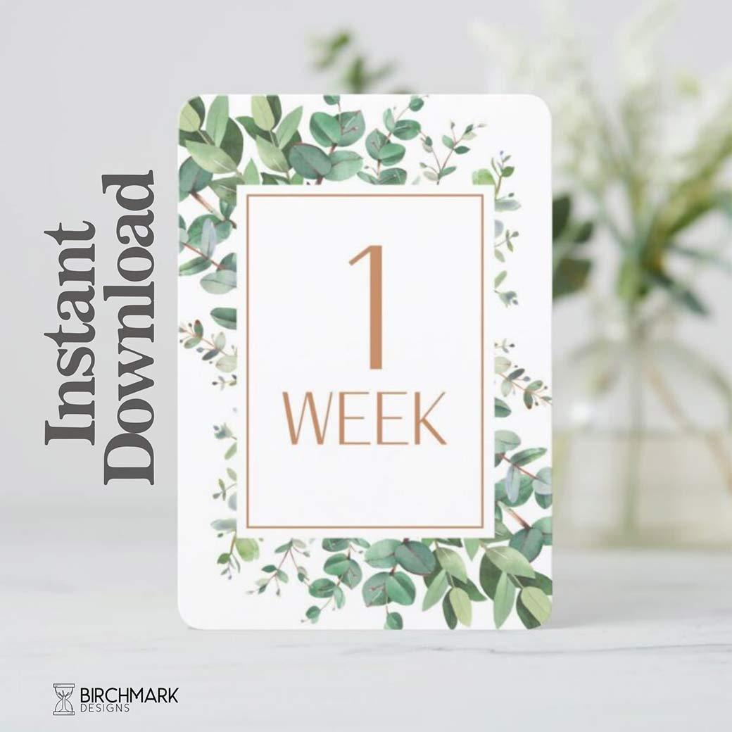 Eden Digital Baby Milestone Cards at 1 week from Birchmark Designs