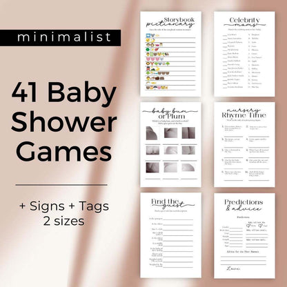 Minimalist Baby Shower Games Bundle by Birchmark Designs