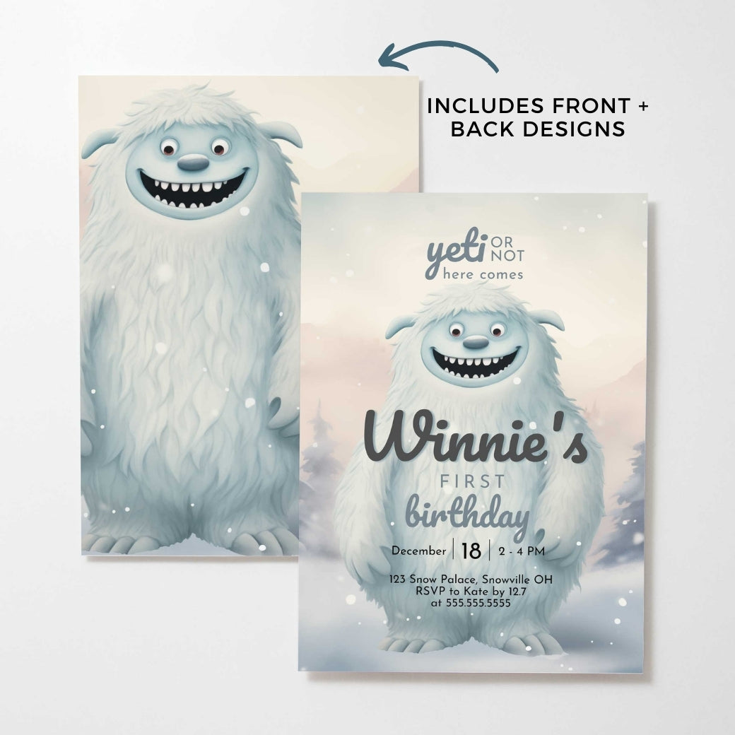 Abominable Snowman Birthday Invite by Birchmark Designs