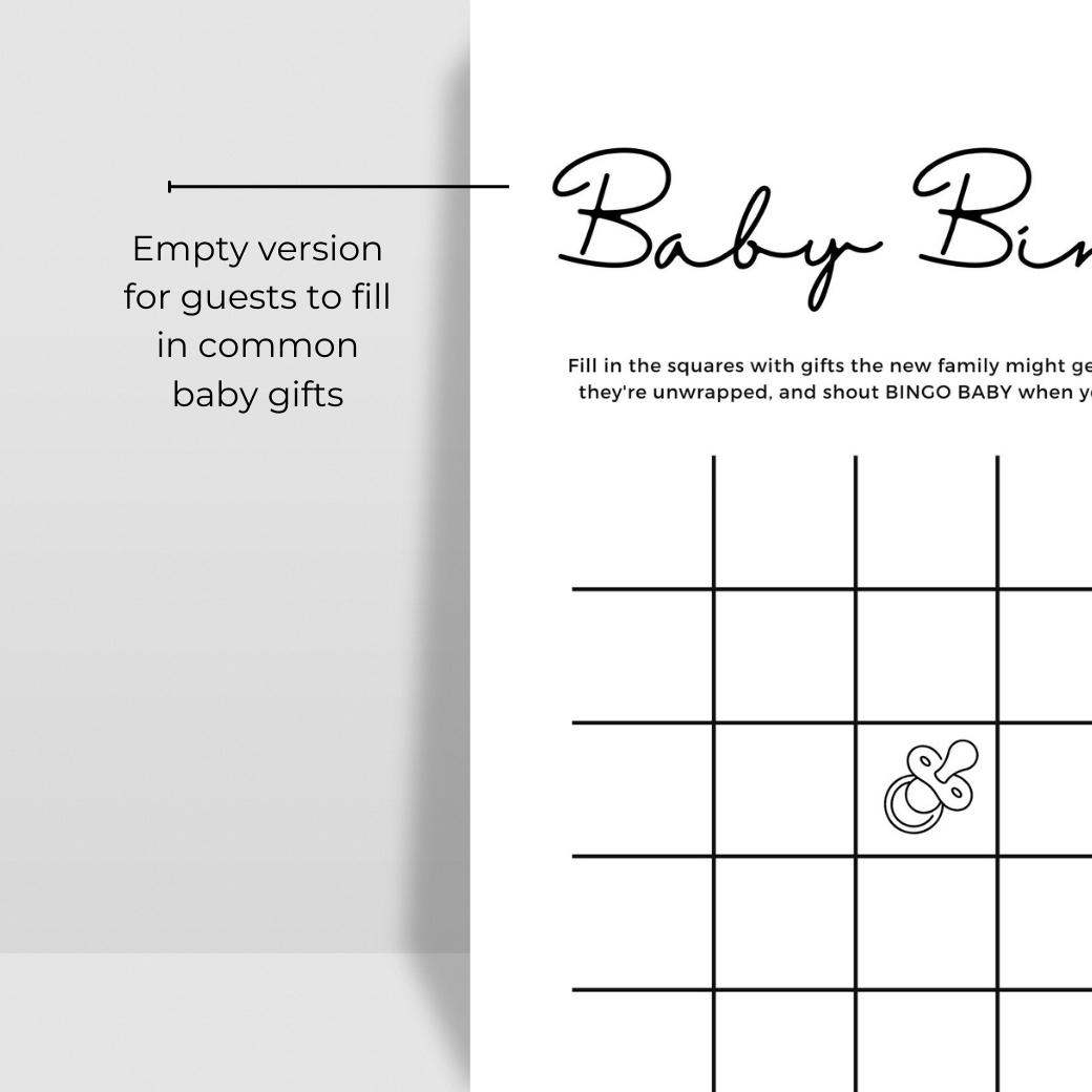 Printable Baby Shower Bingo by Birchmark Designs