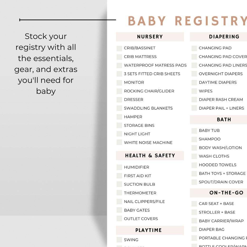 Printable Baby Checklists for Pregnant Moms by Birchmark Designs