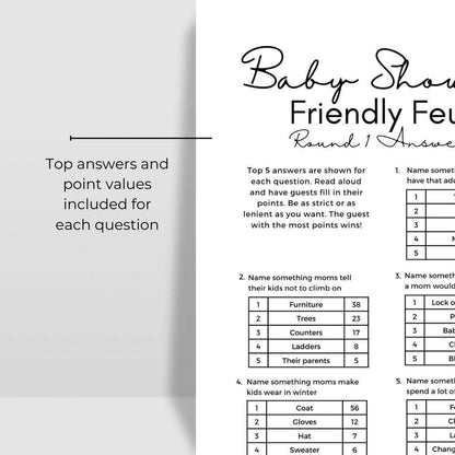 Printable Baby Shower Trivia Game by Birchmark Designs