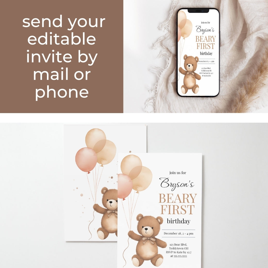 Beary Special Birthday Invite by Birchmark Designs