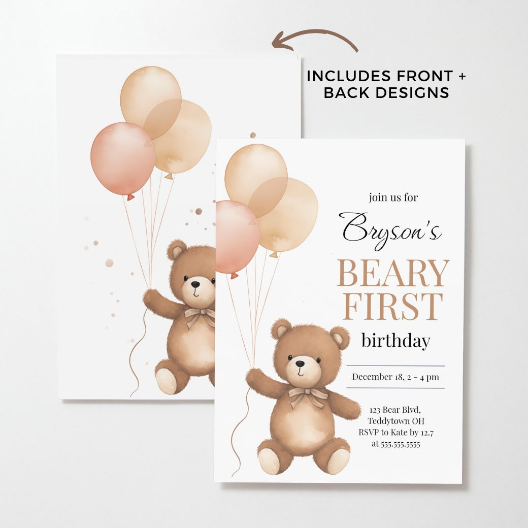 Beary Special Birthday Invite by Birchmark Designs