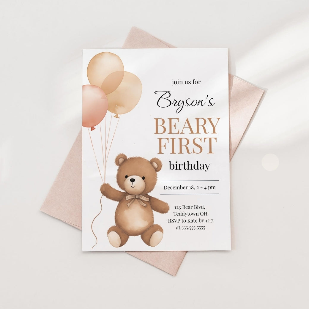 Beary Special Birthday Invite by Birchmark Designs
