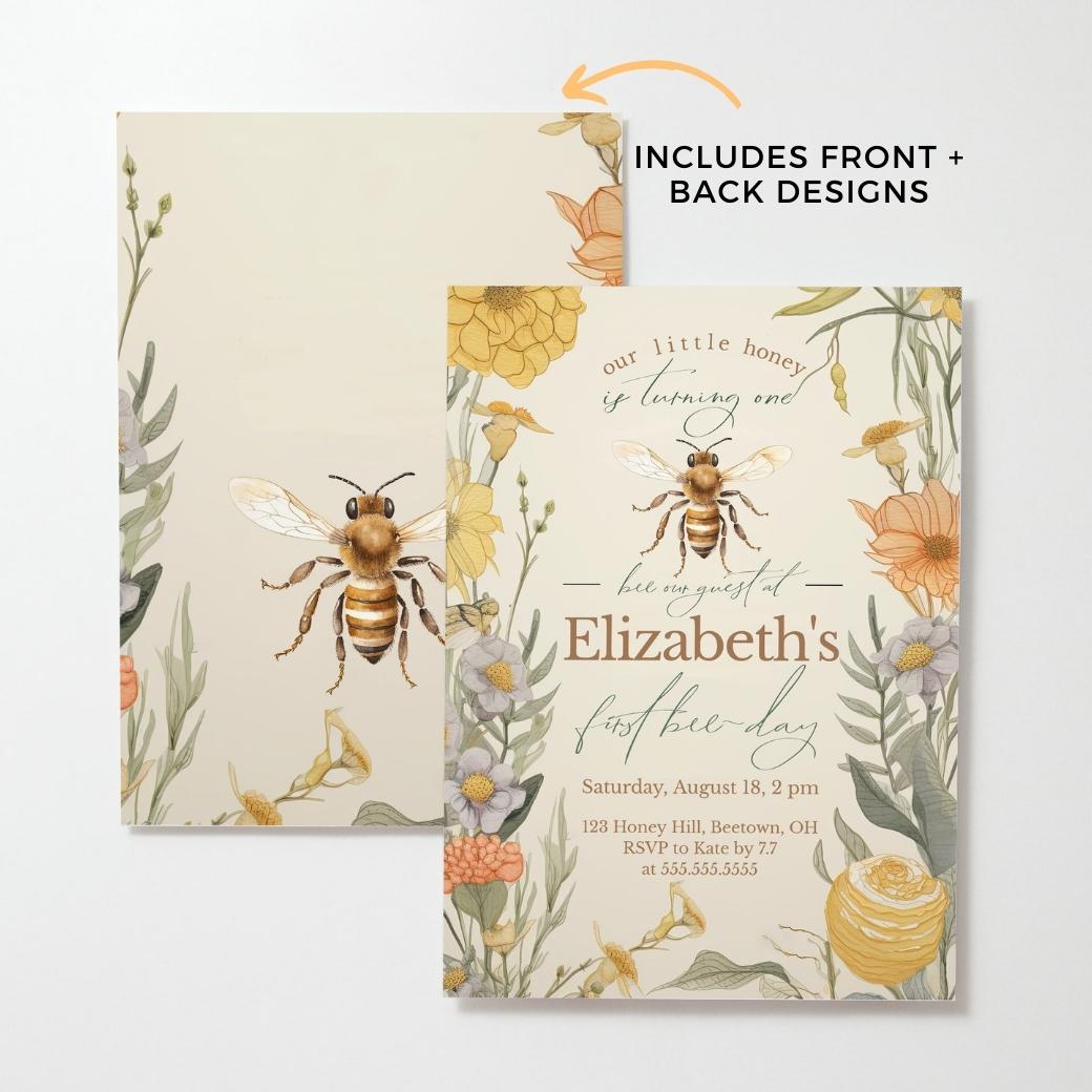 Bee Our Guest First Bee Day Birthday Invite by Birchmark Designs