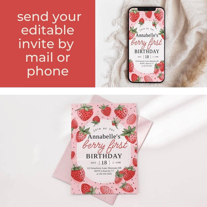 Berry First Birthday Invite by Birchmark Designs