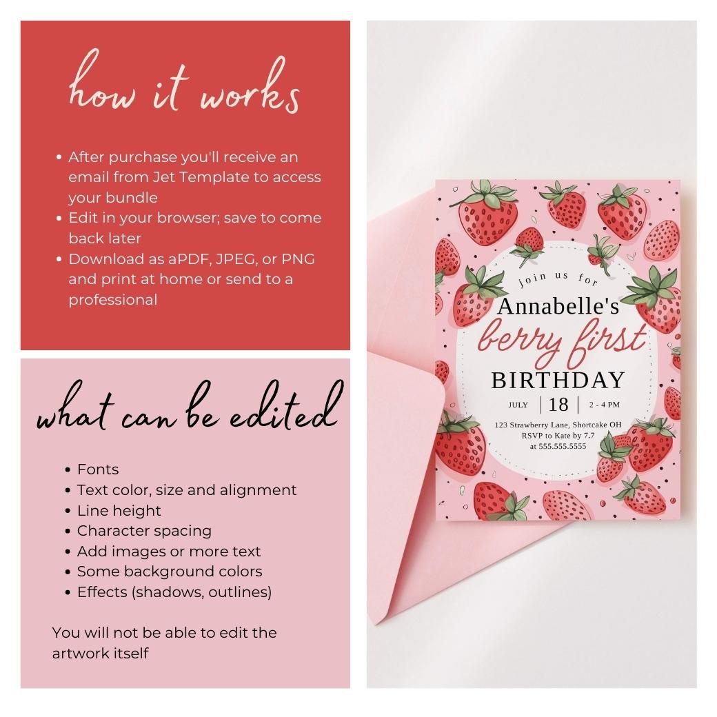 Berry First Birthday Invite by Birchmark Designs