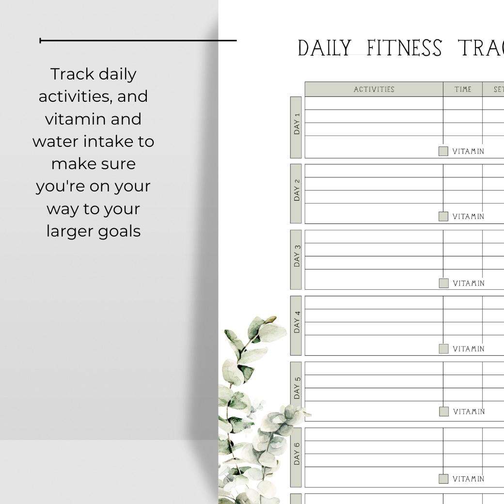 Boho Baby Fitness Planner Daily Tracker by Birchmark Designs