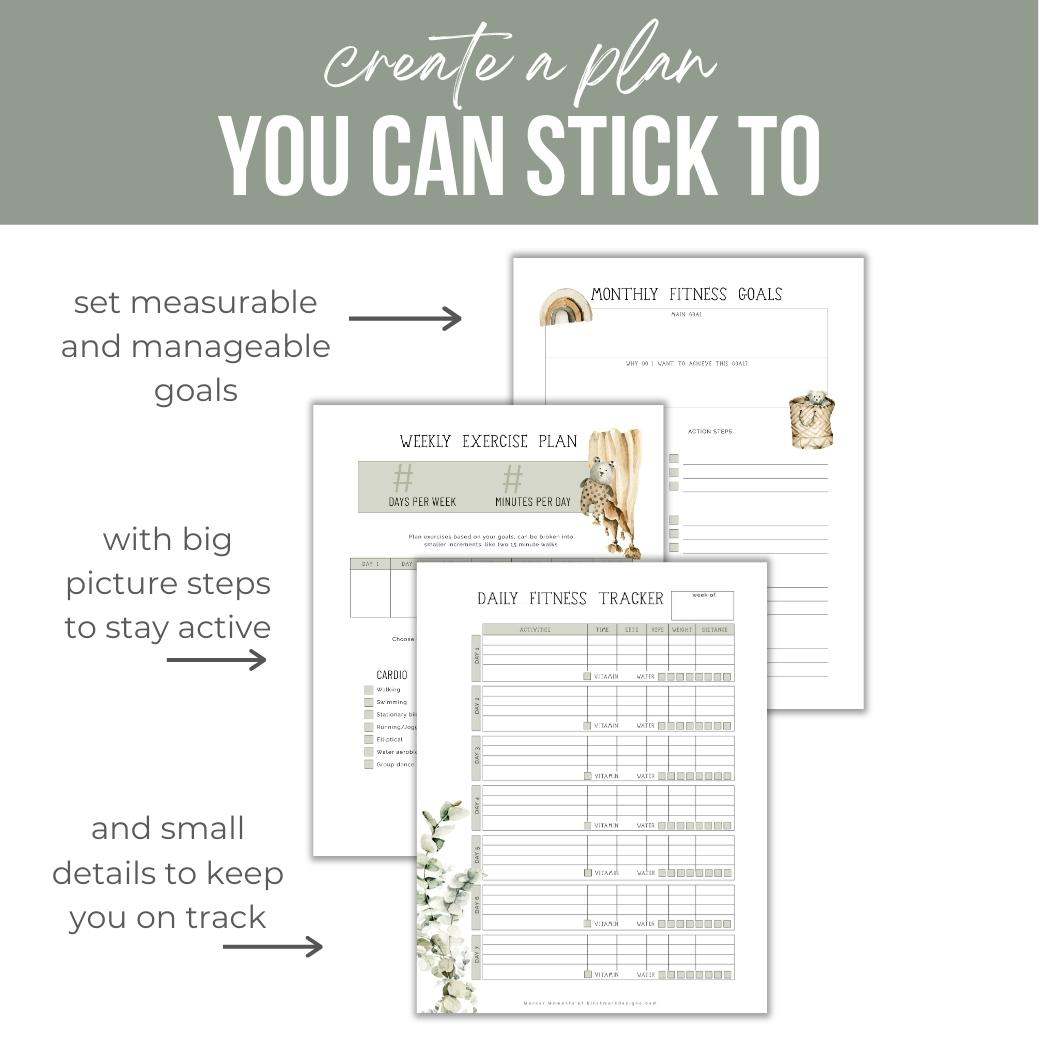 Boho Baby Fitness Planner Goals by Birchmark Designs