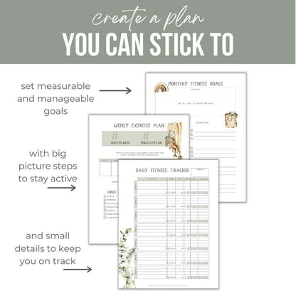 Boho Baby Fitness Planner Goals by Birchmark Designs