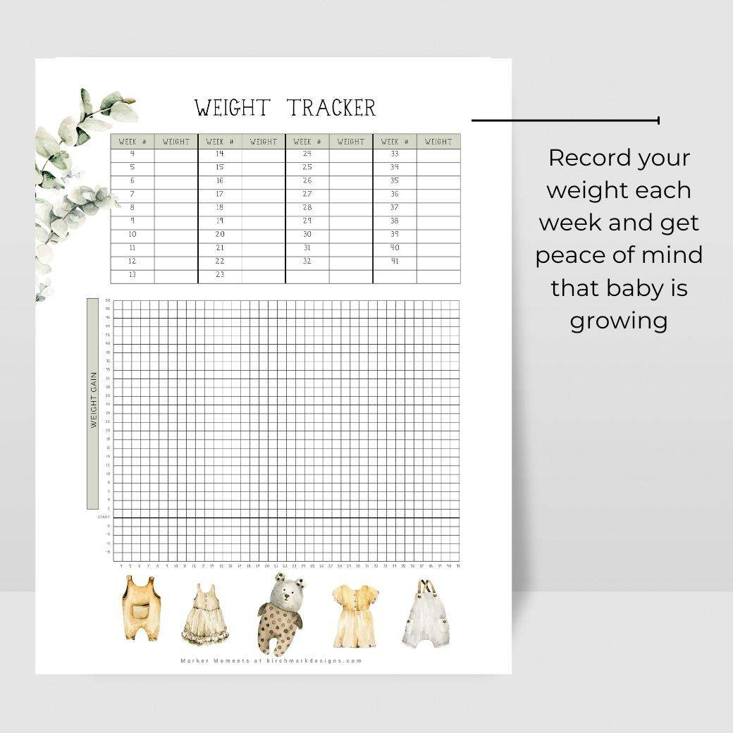 Boho Baby Fitness Planner Weight Tracker by Birchmark Designs