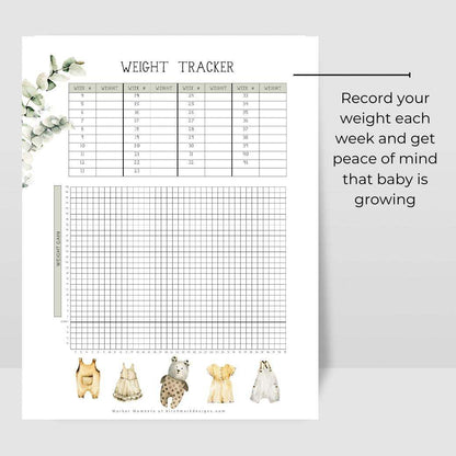 Boho Baby Fitness Planner Weight Tracker by Birchmark Designs