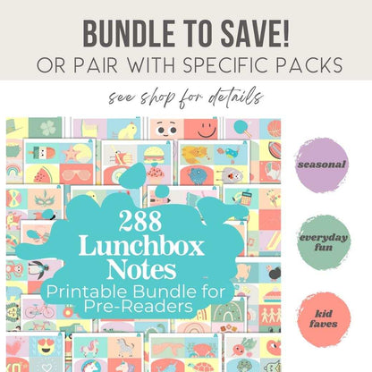 Printable Everyday Lunchbox Notes for Preschool and Kindergarten by Birchmark Designs