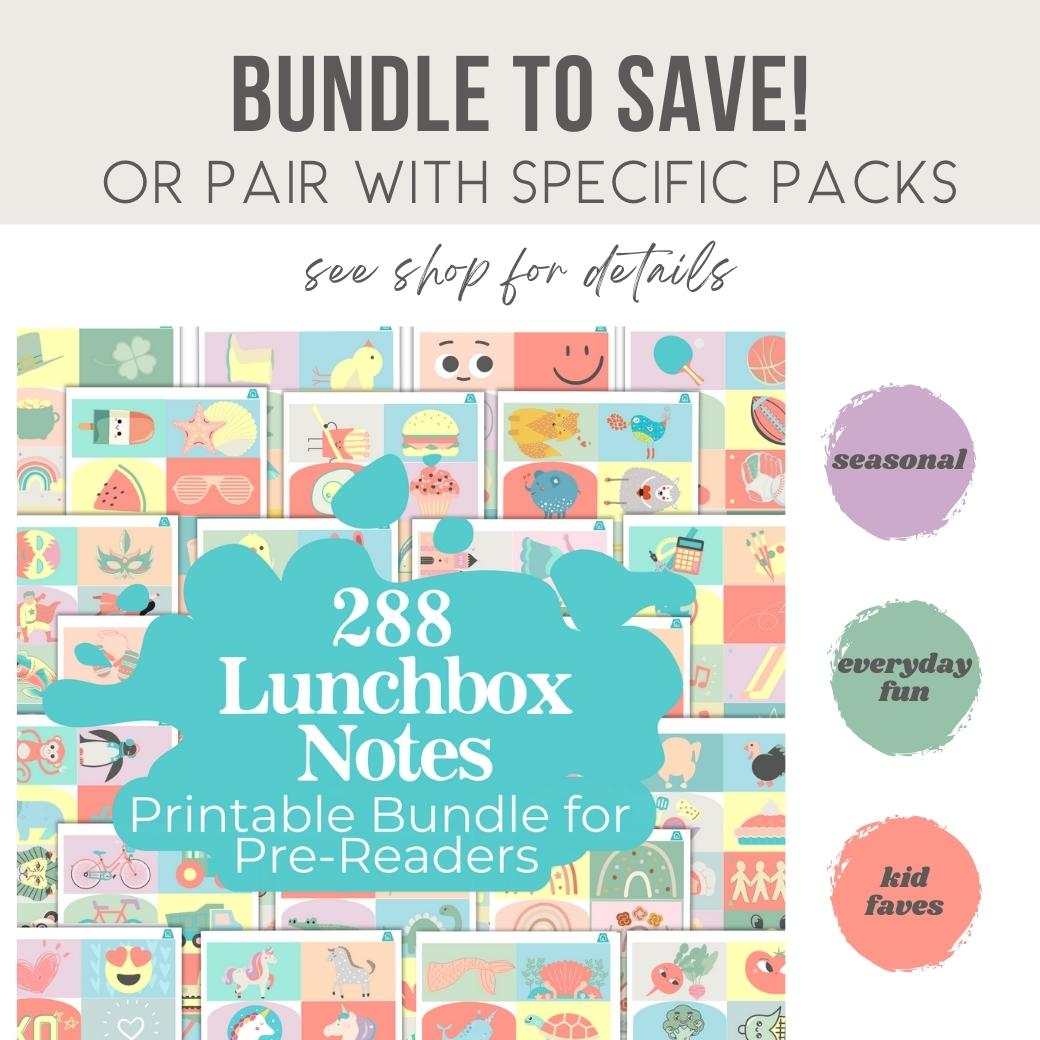 Printable Lunchbox Notes for Pre-Readers by Birchmark Designs