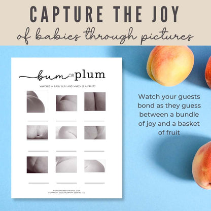 Printable Bum or Plum Shower Game by Birchmark Designs