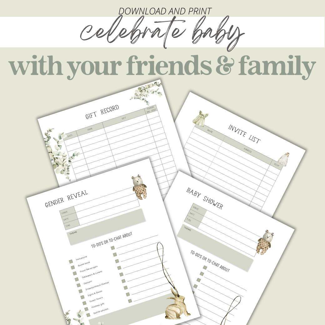 Boho Baby Celebration Printable Pregnancy Planner by Birchmark Designs