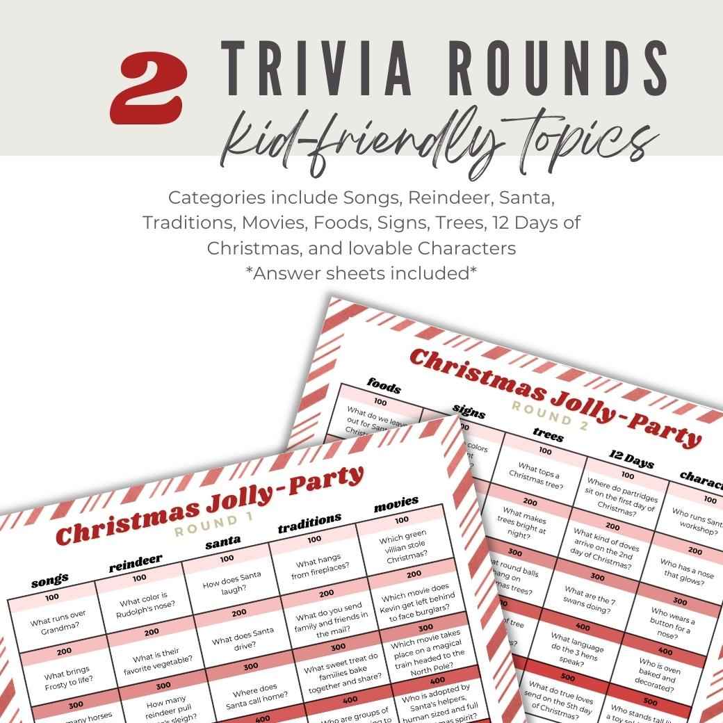 Printable Christmas Trivia Questions for Kids by Birchmark Designs