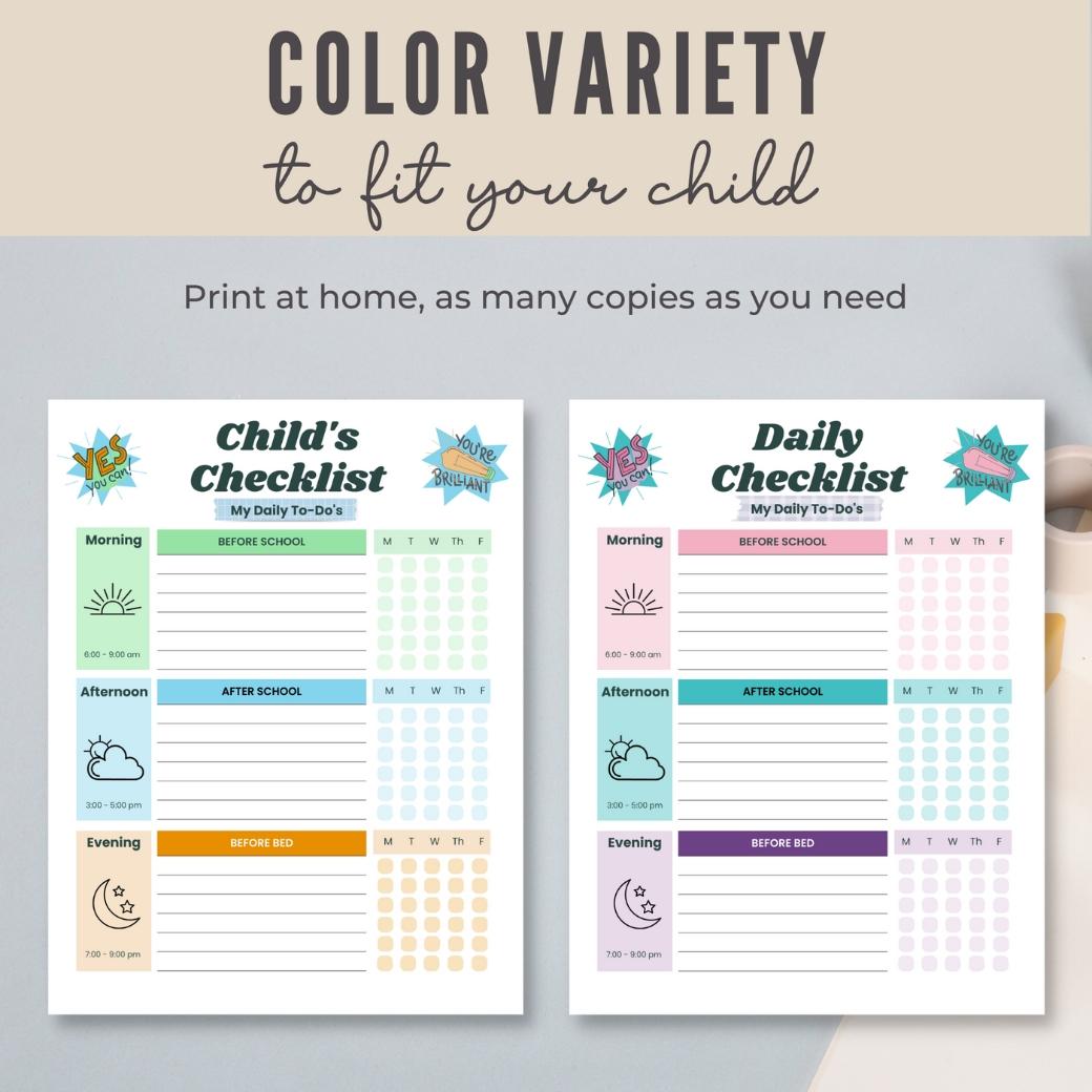 Editable Kids Morning Routine Chart by Birchmark Designs