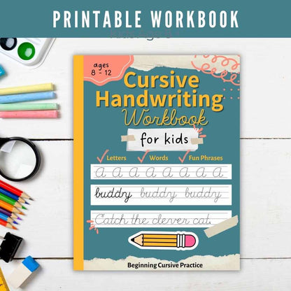 Cursive Handwriting Practice Worksheets for Kids by Birchmark Designs