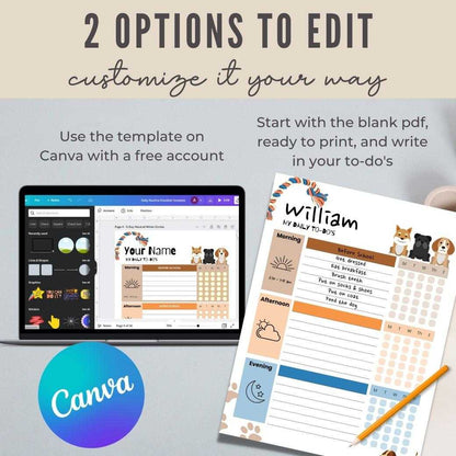 Dog Lover Editable Daily Routine Checklist by Birchmark Designs