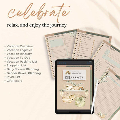 Digital Boho Baby Planner Celebrate by Birchmark Designs