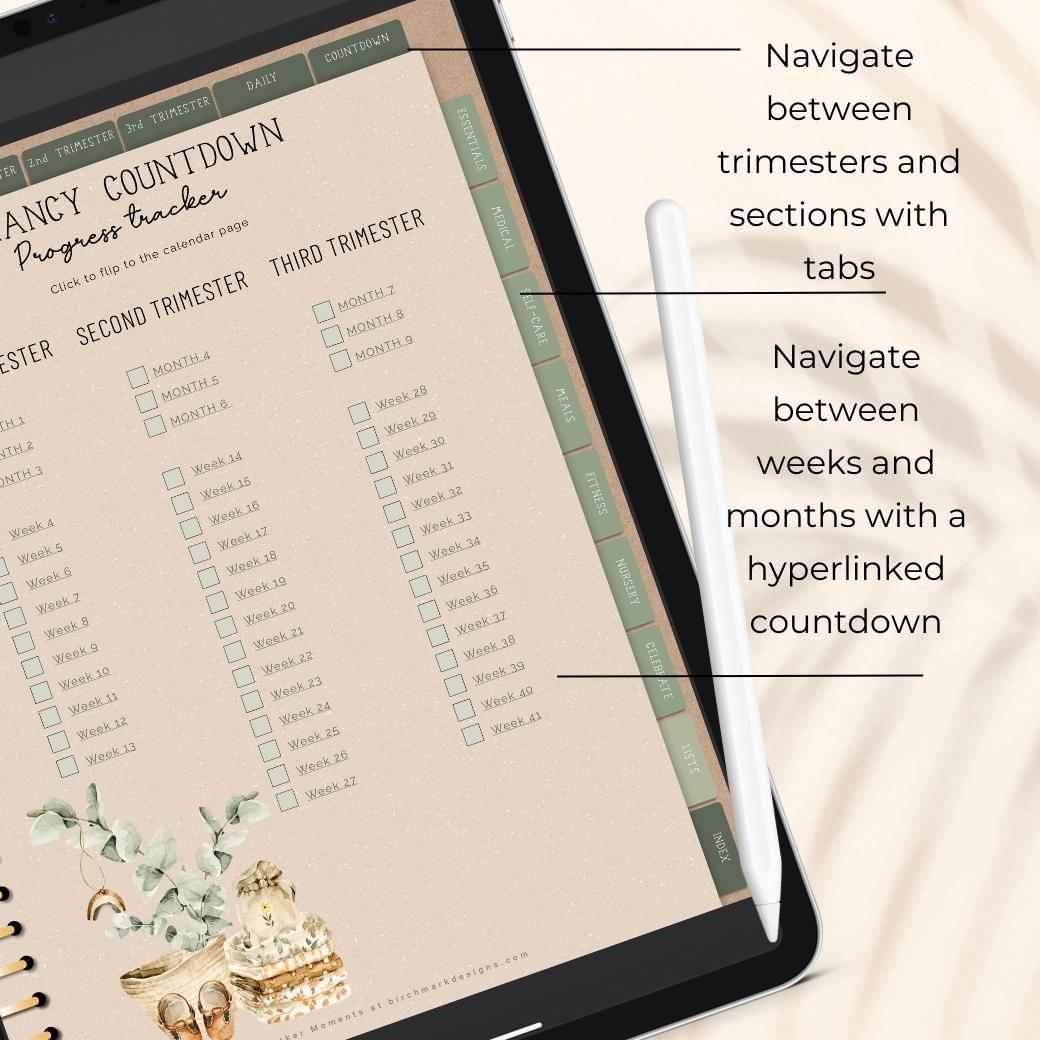 Digital Boho Baby Planner Progress Tracker by Birchmark Designs