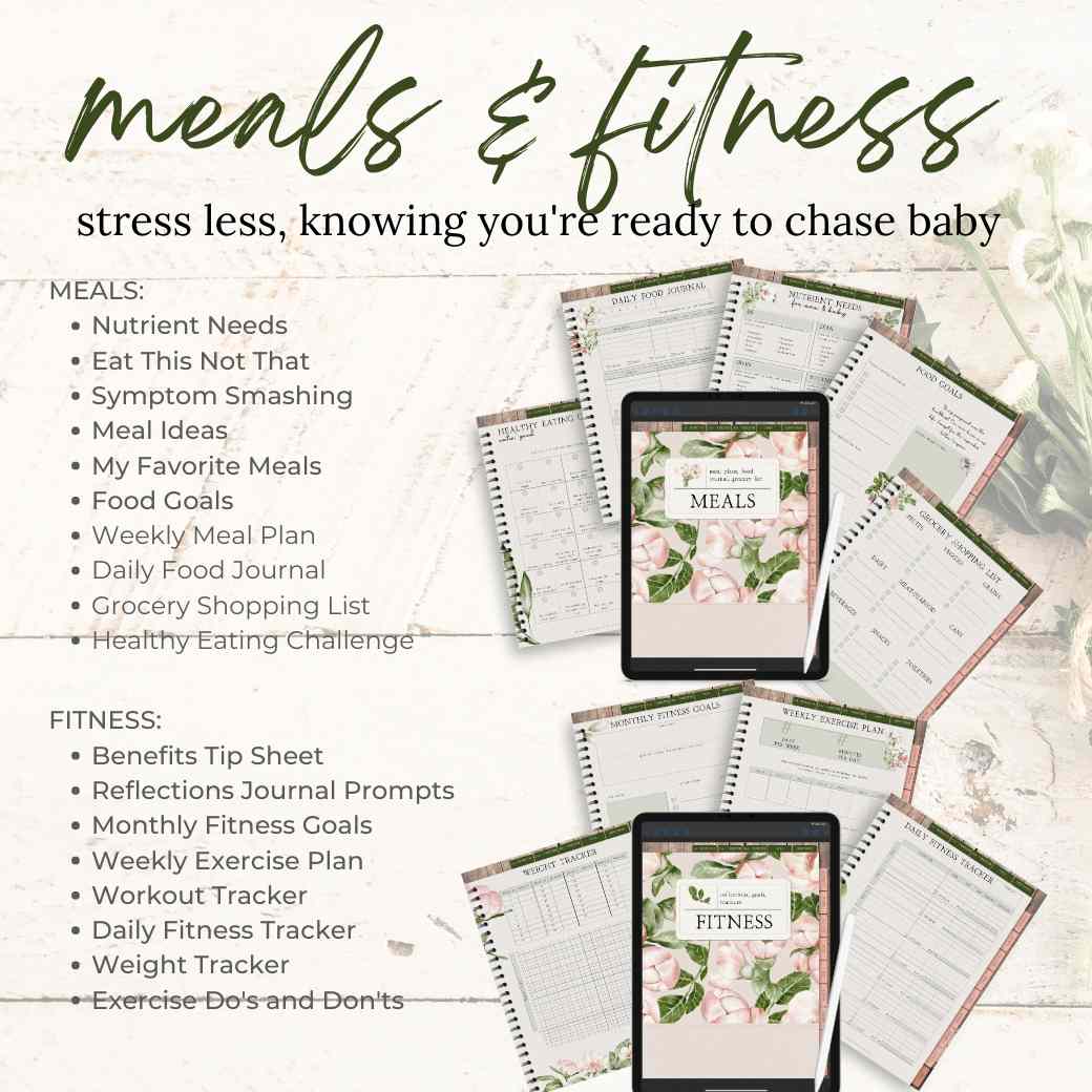 Digital Garden Baby Planner Meals and Fitness by Birchmark Designs