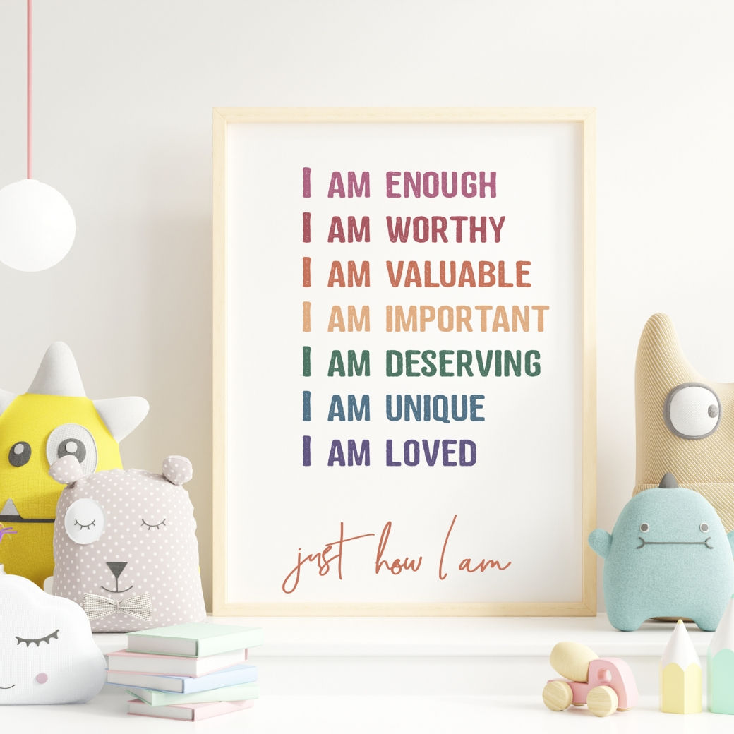 Printable I am Enough Affirmation Wall Art by Birchmark Designs