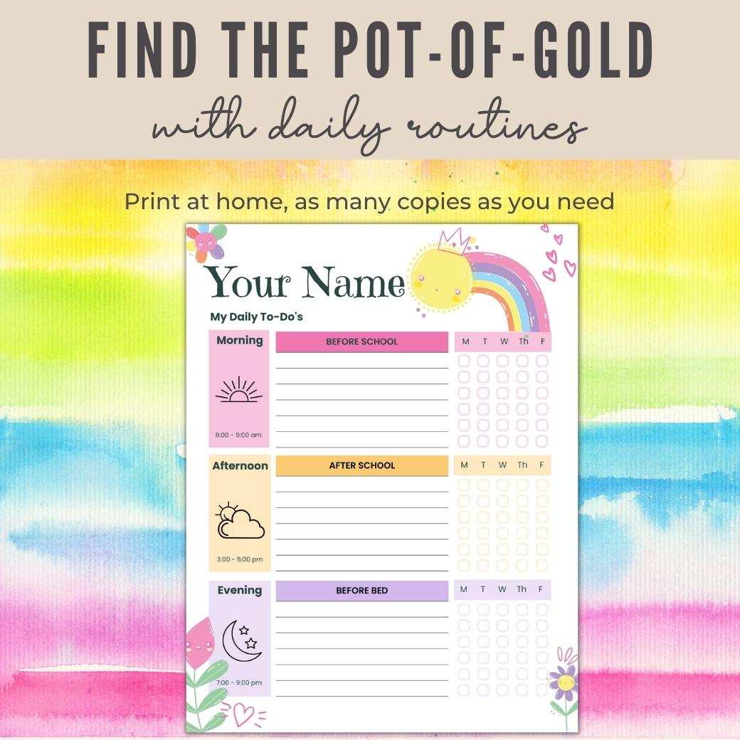 Rainbow Editable Daily Routine Checklist by Birchmark Designs