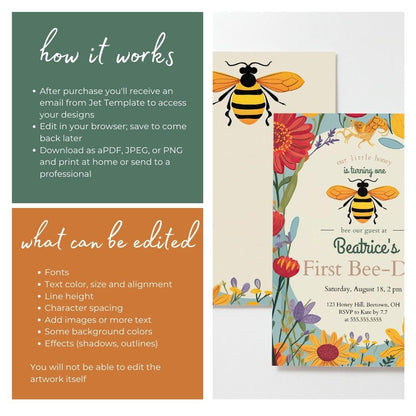 First Bee Day Birthday Invite by Birchmark Designs