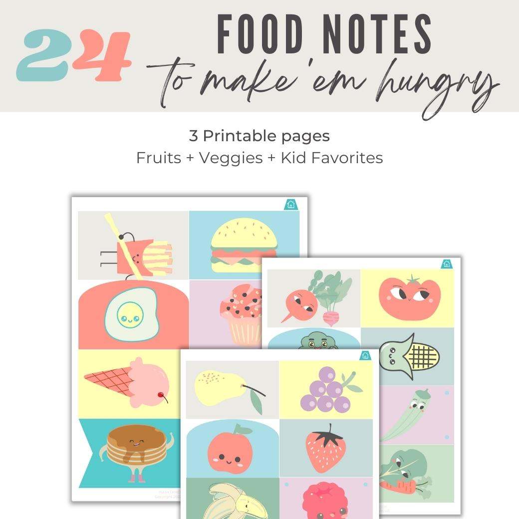 Printable Lunchbox Notes for Pre-Readers by Birchmark Designs