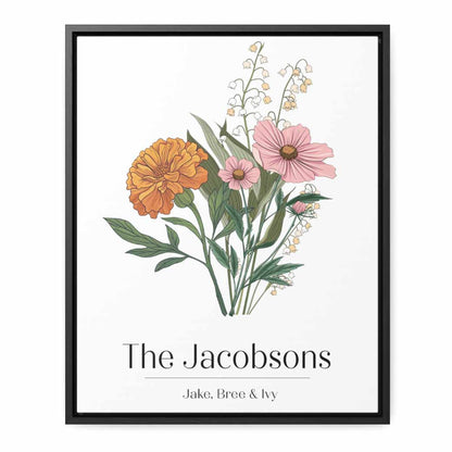 framed birth flower bouquet