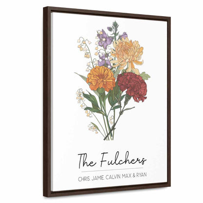 framed birth flower bouquet