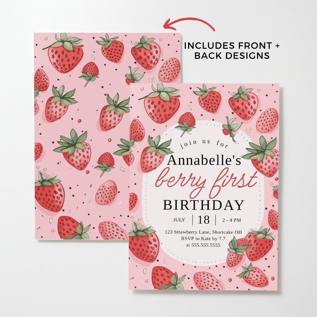 Berry First Birthday Invite by Birchmark Designs