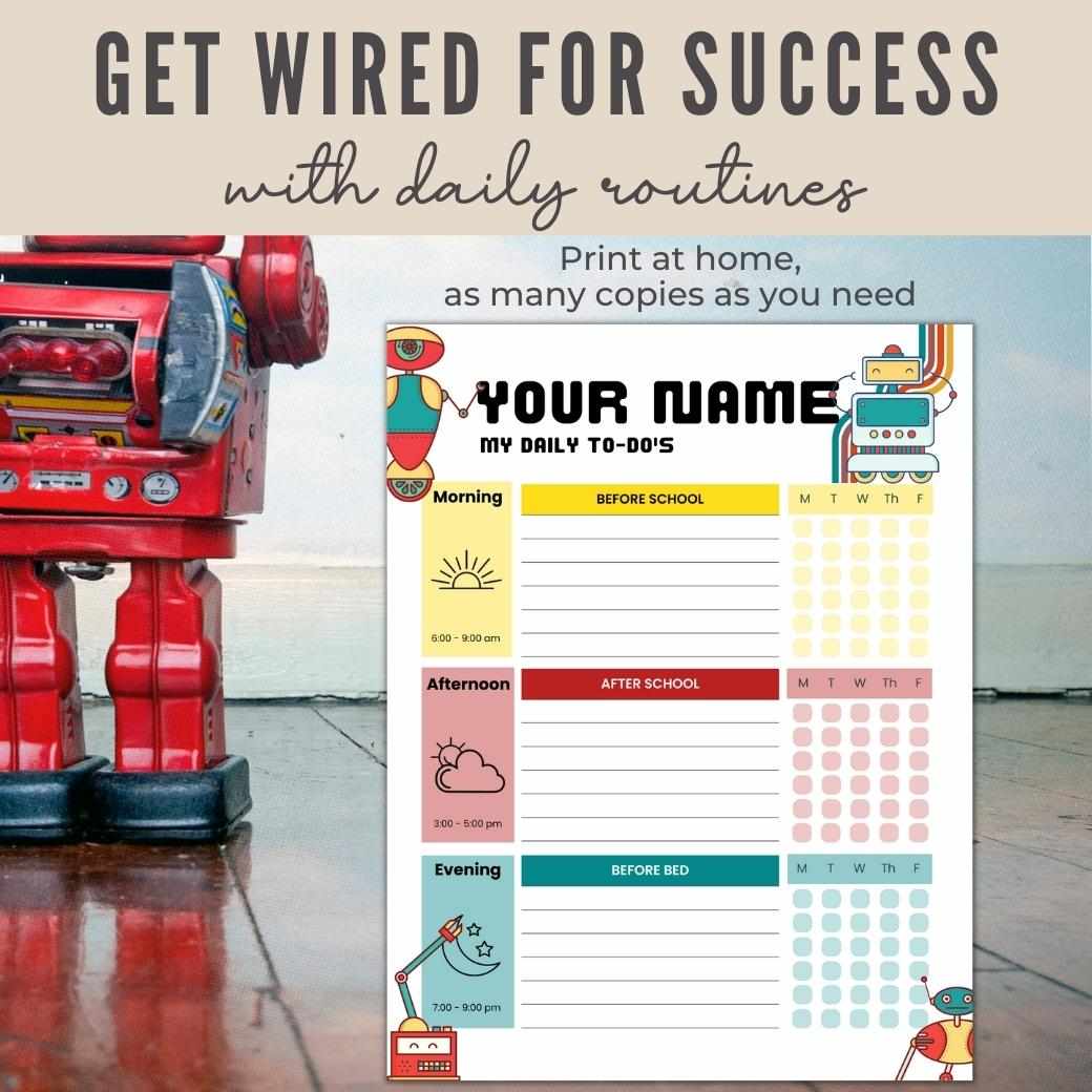 Robot Editable Daily Routine Checklist by Birchmark Designs