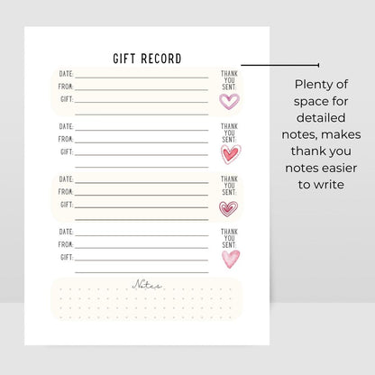 Baby Shower Gift Tracker by Birchmark Designs