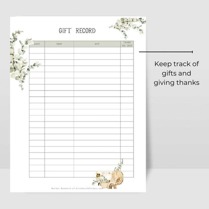 Boho Baby Celebration Printable Pregnancy Planner by Birchmark Designs